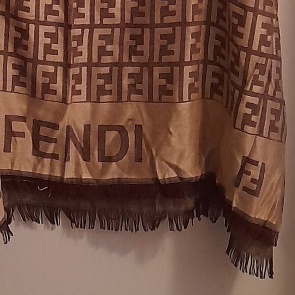 Fendi wool & silk Monogram Scarf/Shawl/Wrap. - Picture 12 of 12